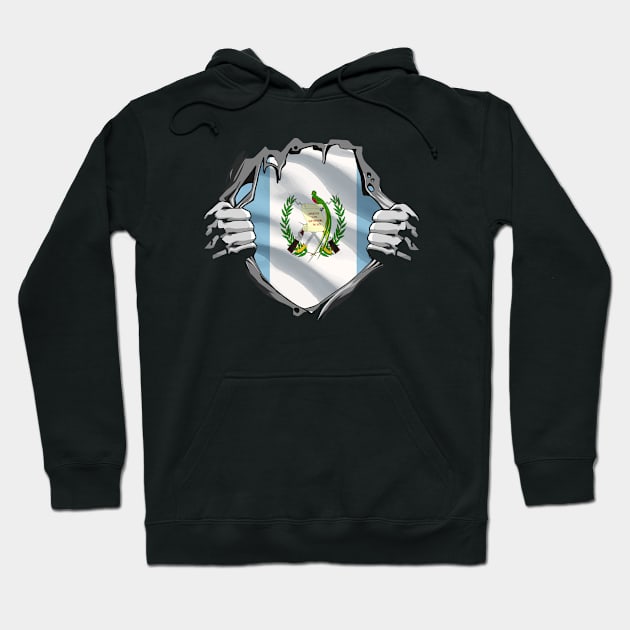 Two Hands Ripping Revealing Flag of Guatemala Hoodie by BramCrye